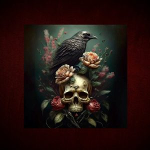 Raven, Skull & Rose Altar Cloth