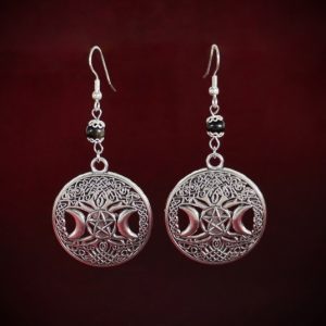 Triple Moon & Pentacle Earrings