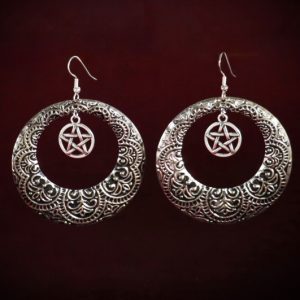 Ornate Hoop + Pentacle Earrings