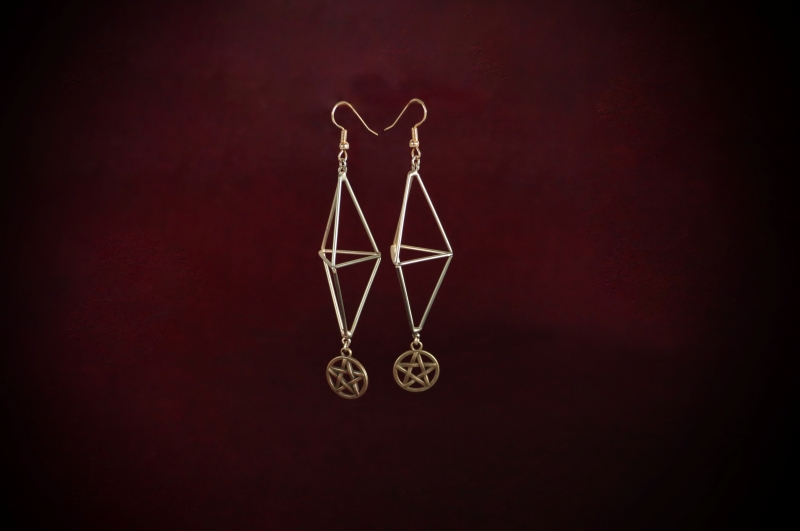 Jewellery_Earrings#05-Alloy-gold-Diamond-Frame+Pentacle-web (1)