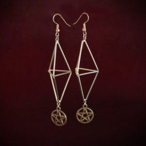 Triangular Bipyramid + Pentacle Earrings