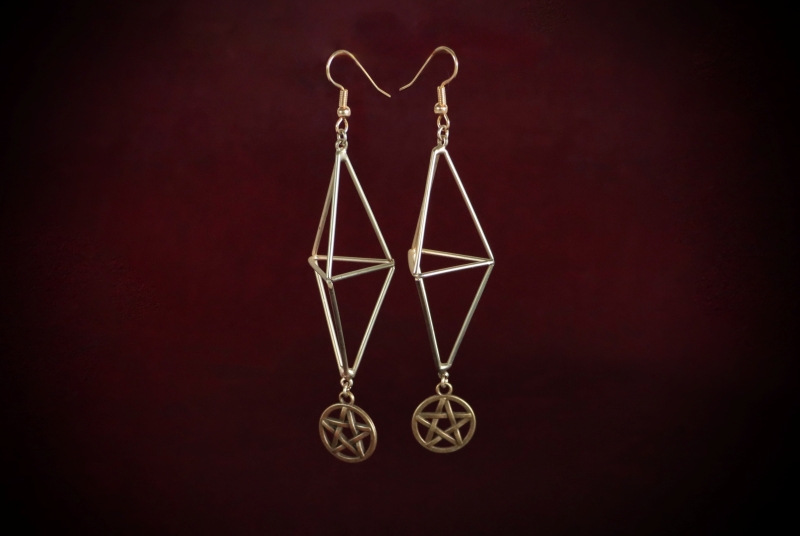 Jewellery_Earrings#05-Alloy-gold-Diamond-Frame+Pentacle-web (2)