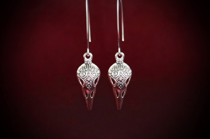 Jewellery_Earrings#11-S.Silver-Raven-Skull-Tibetian-Sil-web (2)