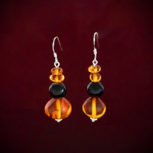Amber & Jet Earrings ~ 01