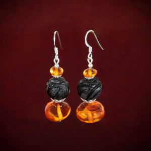 Amber & Jet Earrings ~ 03