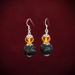 Amber & Jet Earrings ~ 04
