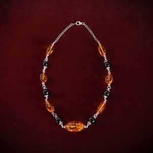 Amber & Jet High Priestess Necklace ~ 01