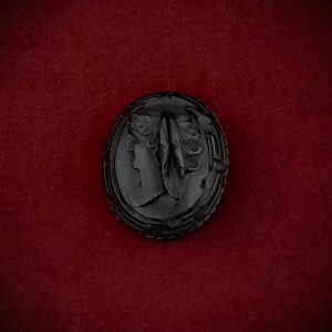 Jet Cameo Brooch ‘Lady with Tiara & Scarf’