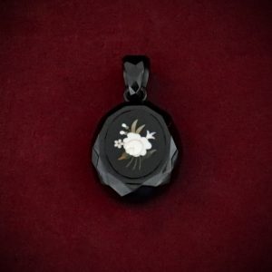 Jet + Pietra Dura Pendant