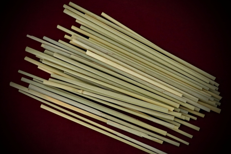 Dried Botanicals Wheatgrass Bare Stems—9 to 13cm lengths—displayed on a rich blood-red background by Gypsy Red Corpse.